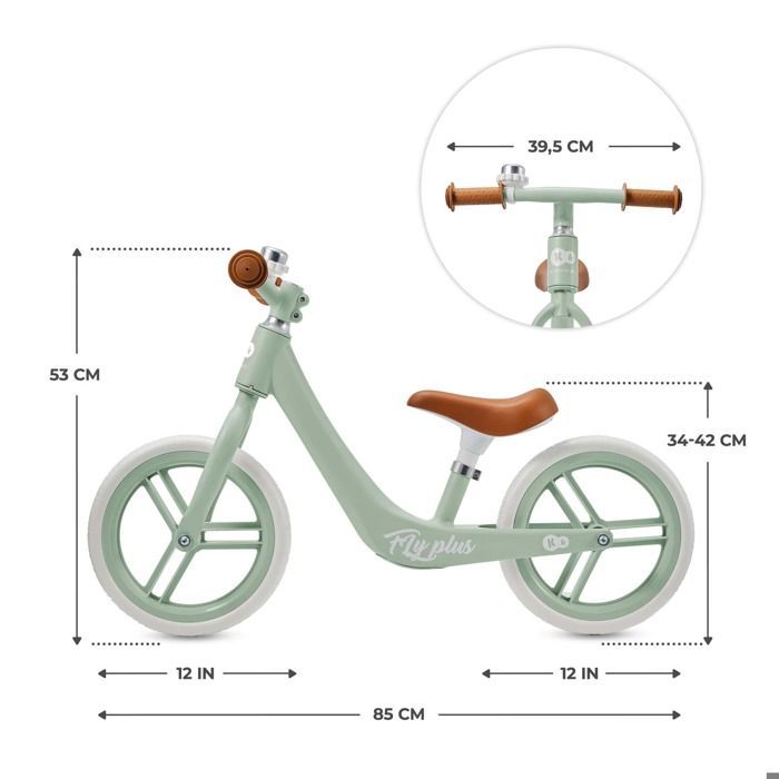 Loopfiets - KINDERKRAFT - FLY PLUS - Ultralicht - 30 cm EVA-schuimwielen - Verstelbaar zadel 34–42 cm