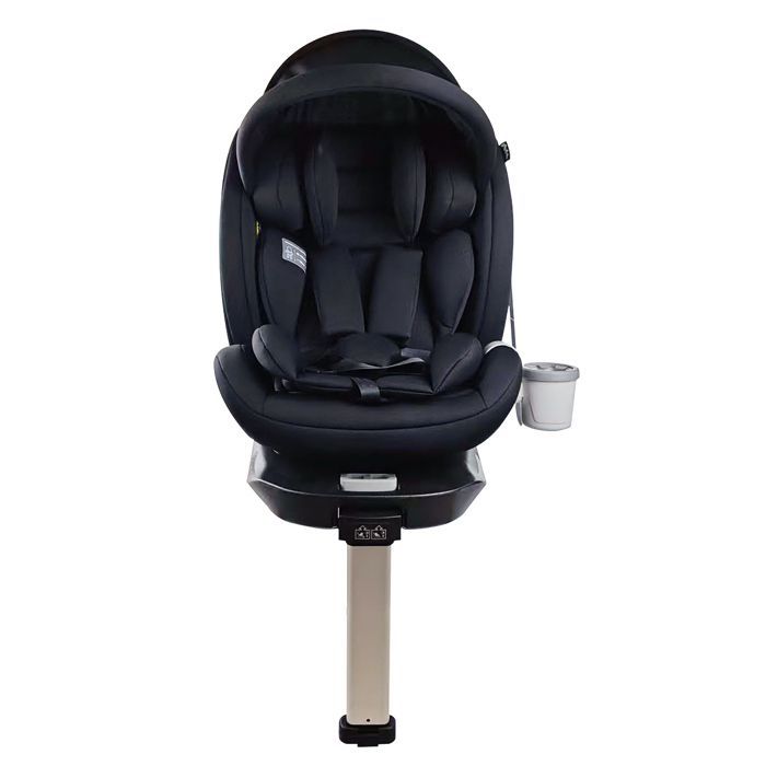 Silla de coche i-Size giratoria 360° - ISOFIX - 40-150 cm de 0 a 12 años (0-36 kg) - Capota y portavasos - Reposacabezas ajustable - Negra