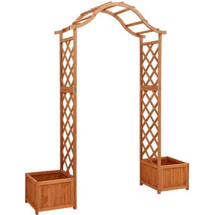 Pérgola de jardín vidaXL con jardinera, madera maciza de pino.