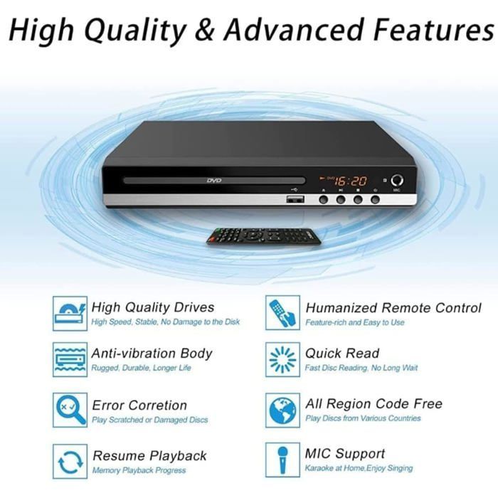 Lecteur DVD pour TV avec HDMI, Lecteur DVD pour téléviseurs avec Toutes Les régions gratuites, Lecteur CD HDMI 1080P avec Sortie AV