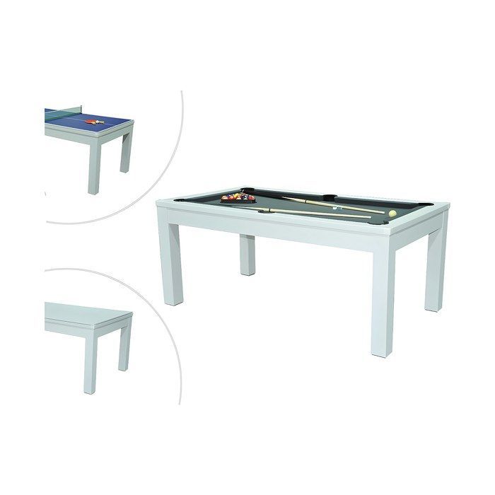 Witte converteerbare tafel - Biljart & Pingpong - L182 x B102 x H80 cm - HENK