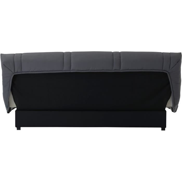 Sofá cama de 3 plazas con sistema clic-clac - color antracita - Estilo contemporáneo - Ancho 193 x Profundidad 92 cm - LENA