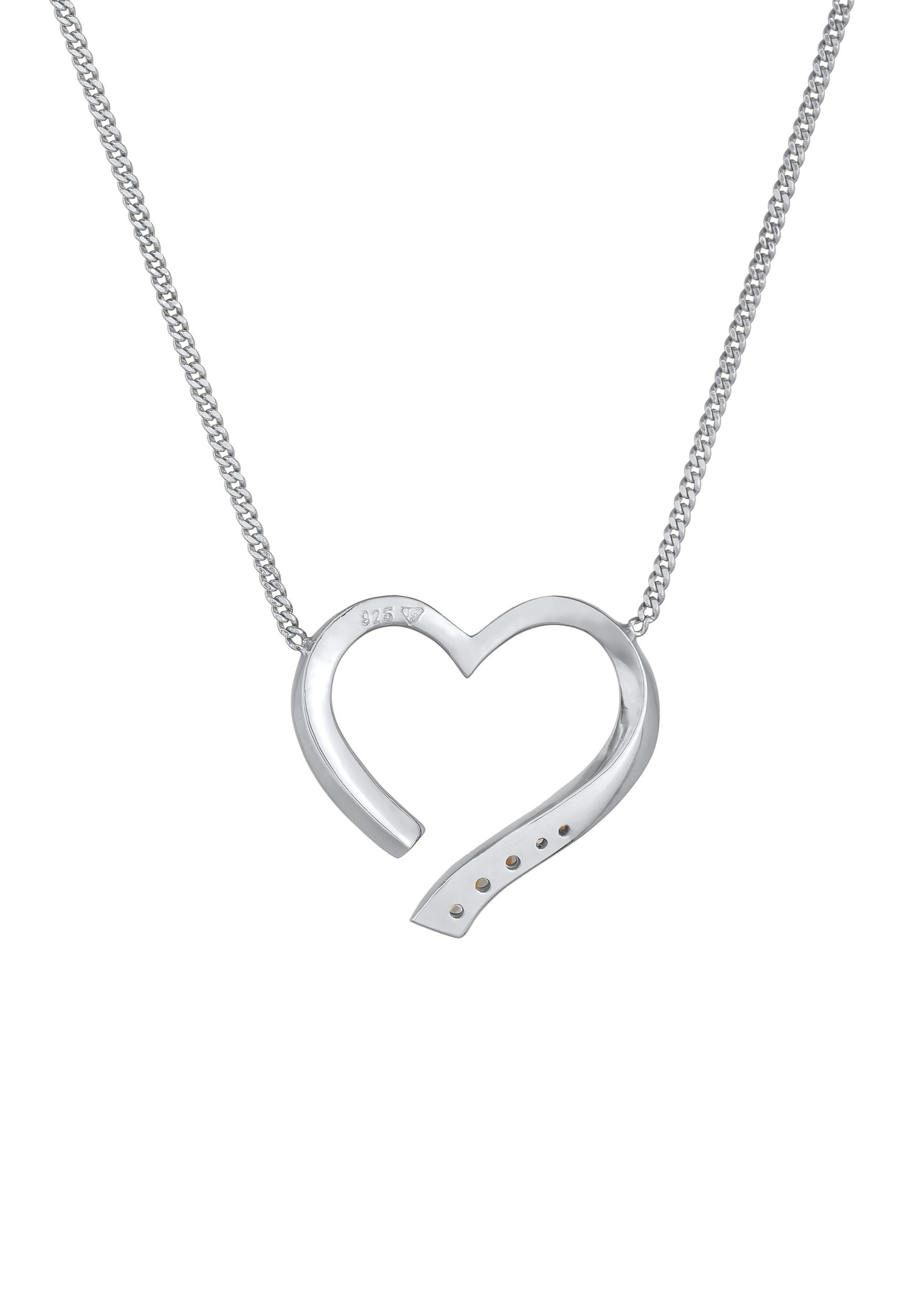 Elli DIAMONDS Femmes Pendentif Coeur Amour Féminin avec Diamant (0.055 ct.) en Argent Sterling 925
