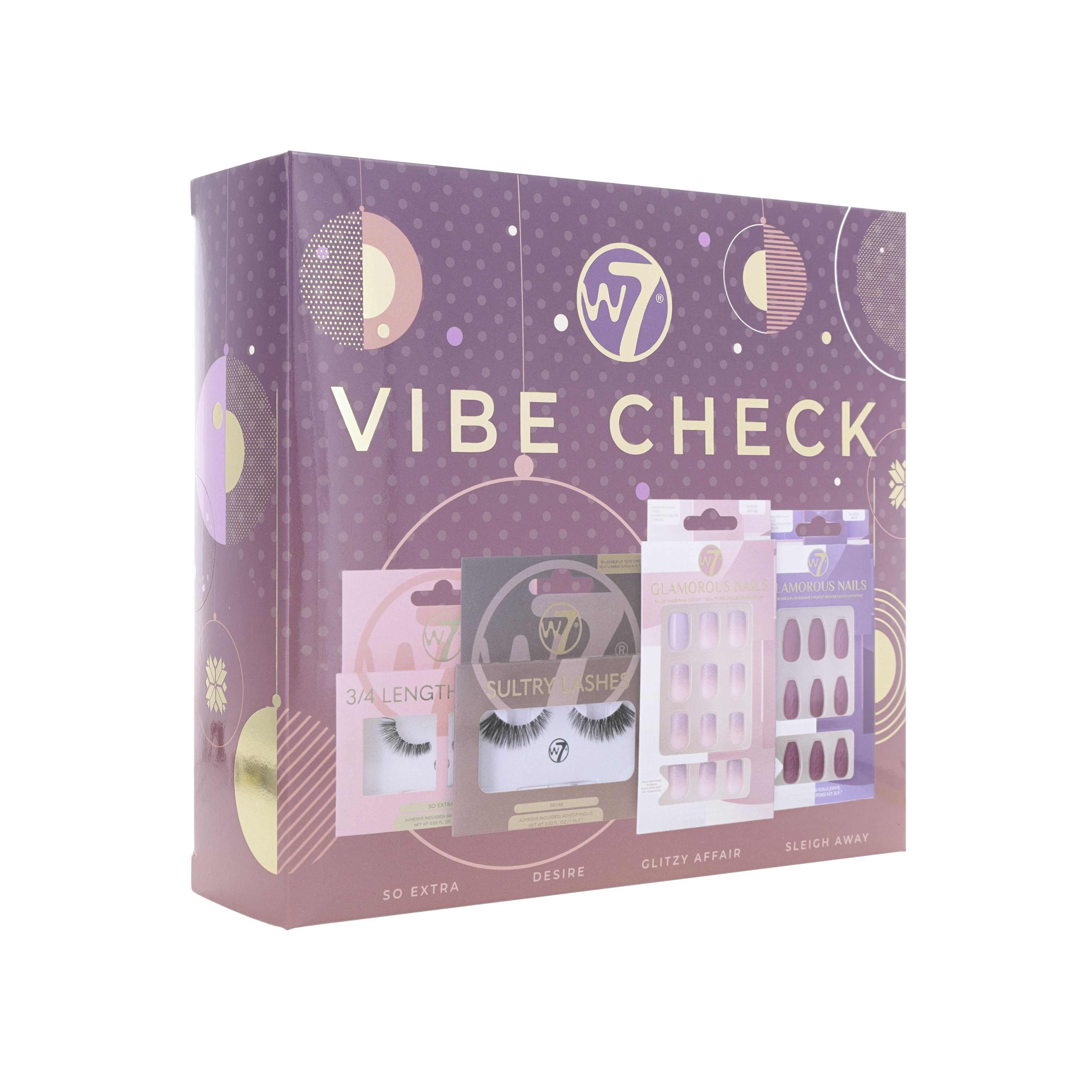 „Vibe Check“ dovanų rinkinys: dirbtinės blakstienos ir nagai Makiažo rinkiniai