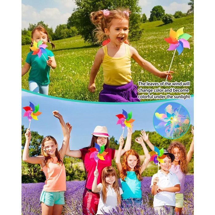 Set van 8 veelkleurige windmolens voor balkons, regenboogdesign, geschikt voor kinderen en tuinen, veelkleurige windwijzer