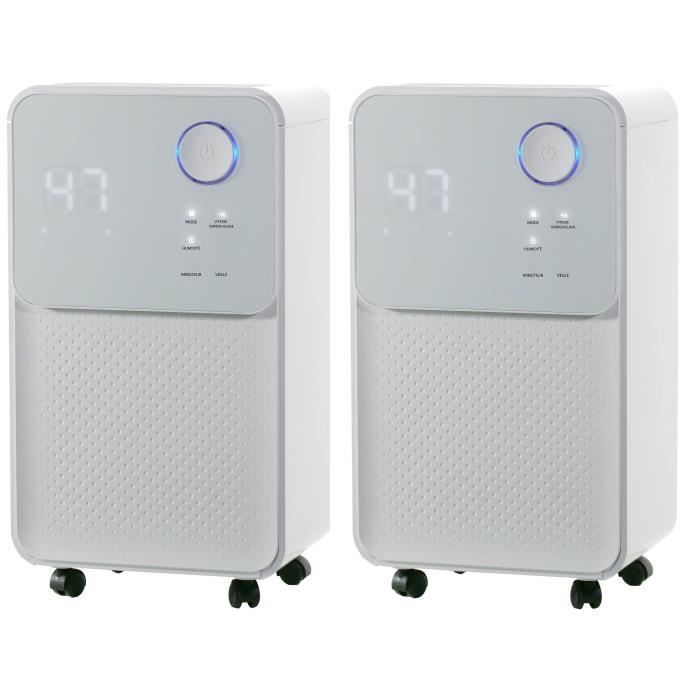 OCEANIC Pack de 2 humidificadores eléctricos de aire - Extracción 12 litros/día - Secado de ropa - Drenaje continuo