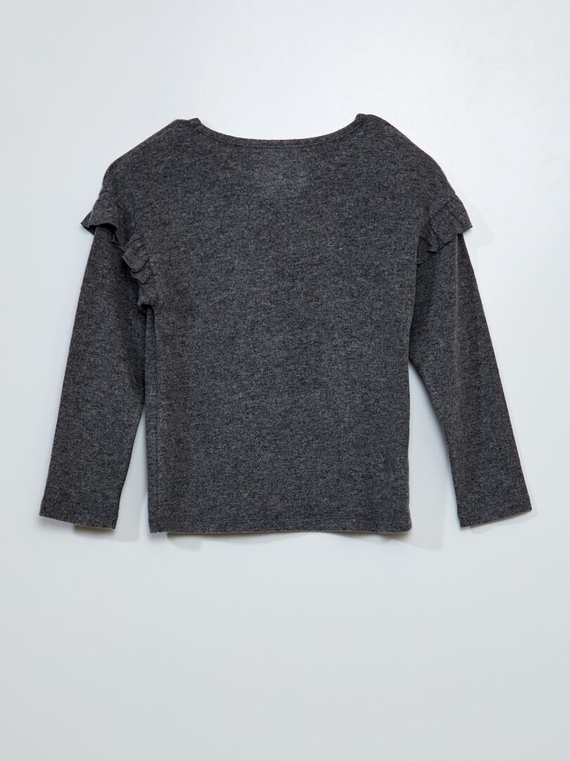 Zacht gebreid T-shirt - ZWART