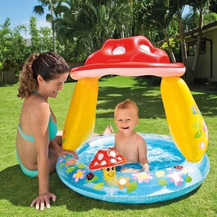 Piscina gonfiabile per bambini INTEX - Piscina quadrata a forma di fungo - 102x89 cm - 45 litri