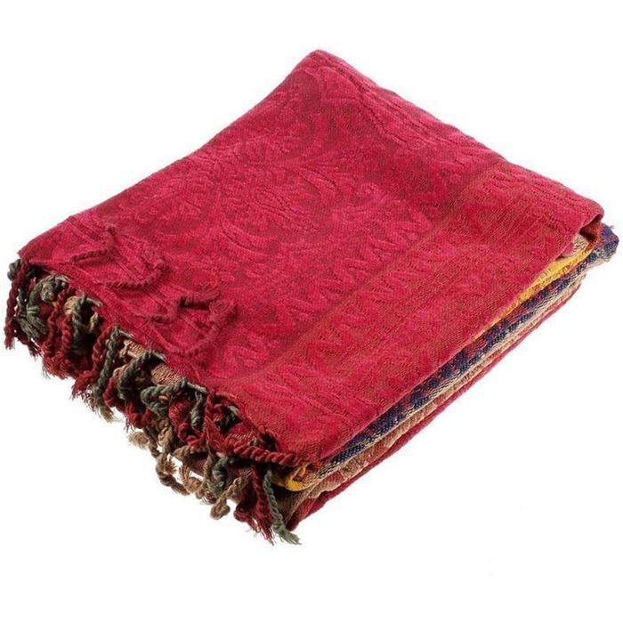 Manta y cubrecama grande de algodón, manta para sofá de color natural, manta individual (rojo, 220 * 260 cm)