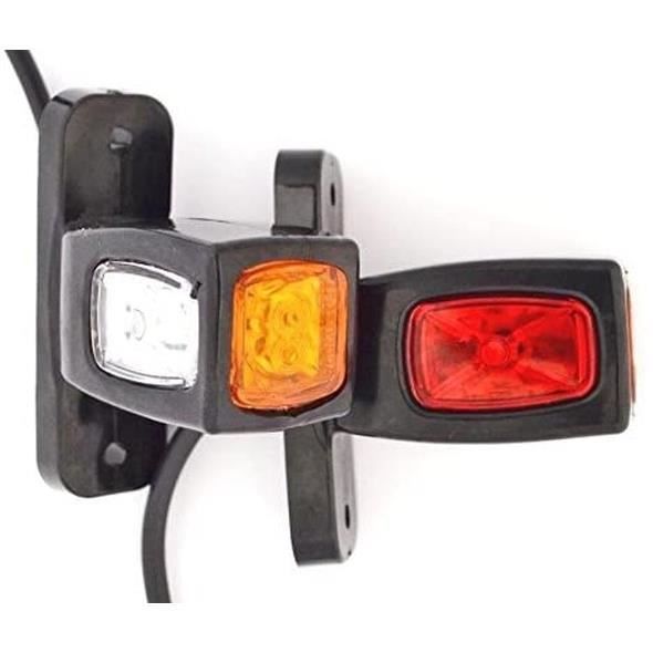 luces de posición laterales traseras de contorno 24V 12V para remolque, furgoneta, caravana, chasis, autocaravana, naranja, blanco y rojo.