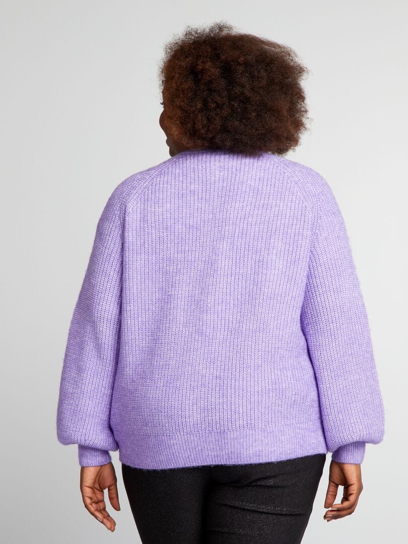 Dik gebreid vest met ronde hals - PAARS
