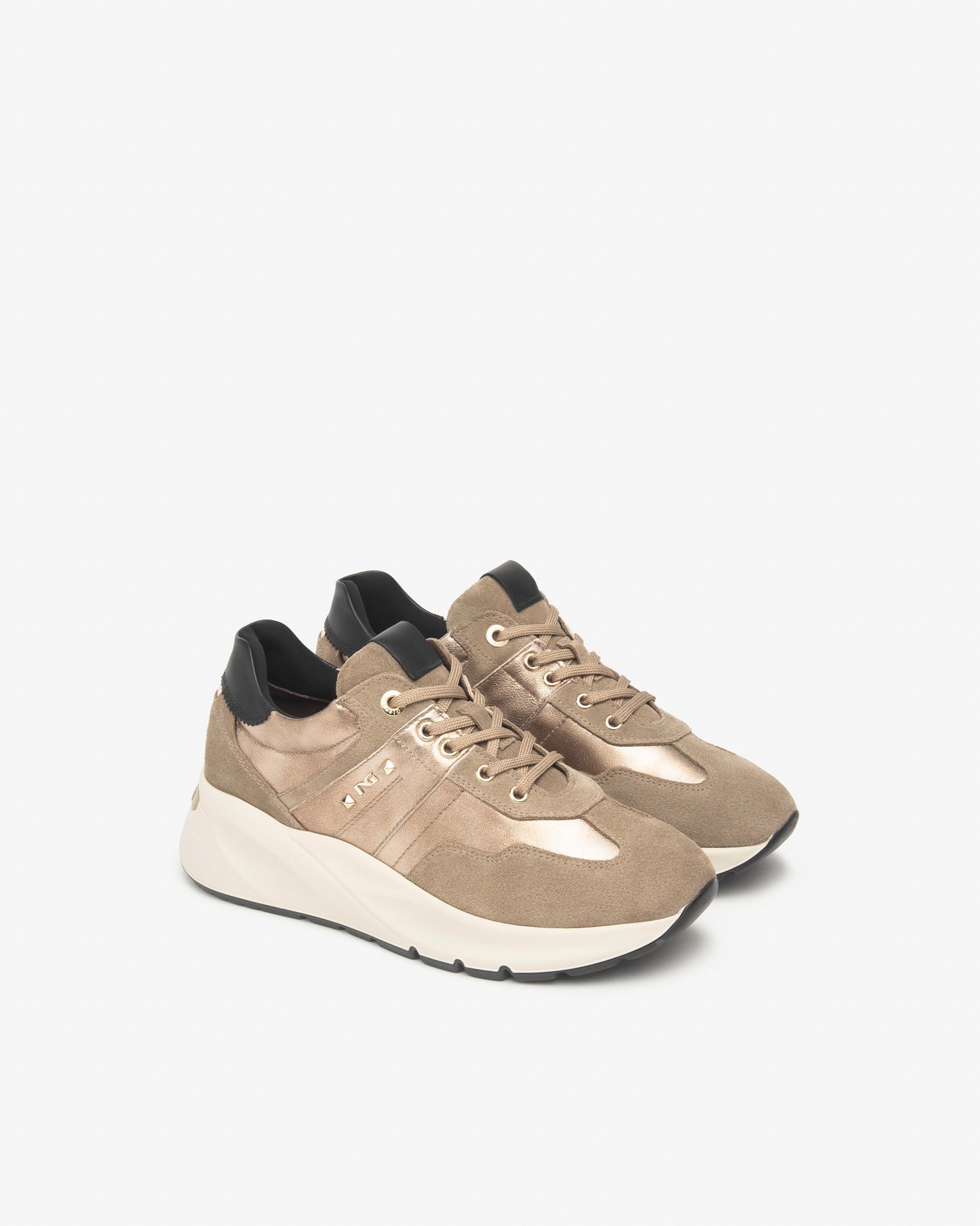  Damen-Sneaker aus Wildleder, Leder und technischen Materialien