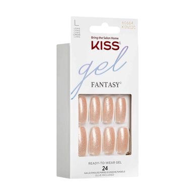 Gelové umělé nehty s lepidlem Kiss Gel Fantasy Ready to Wear, dlouhé, 24 kusů.
