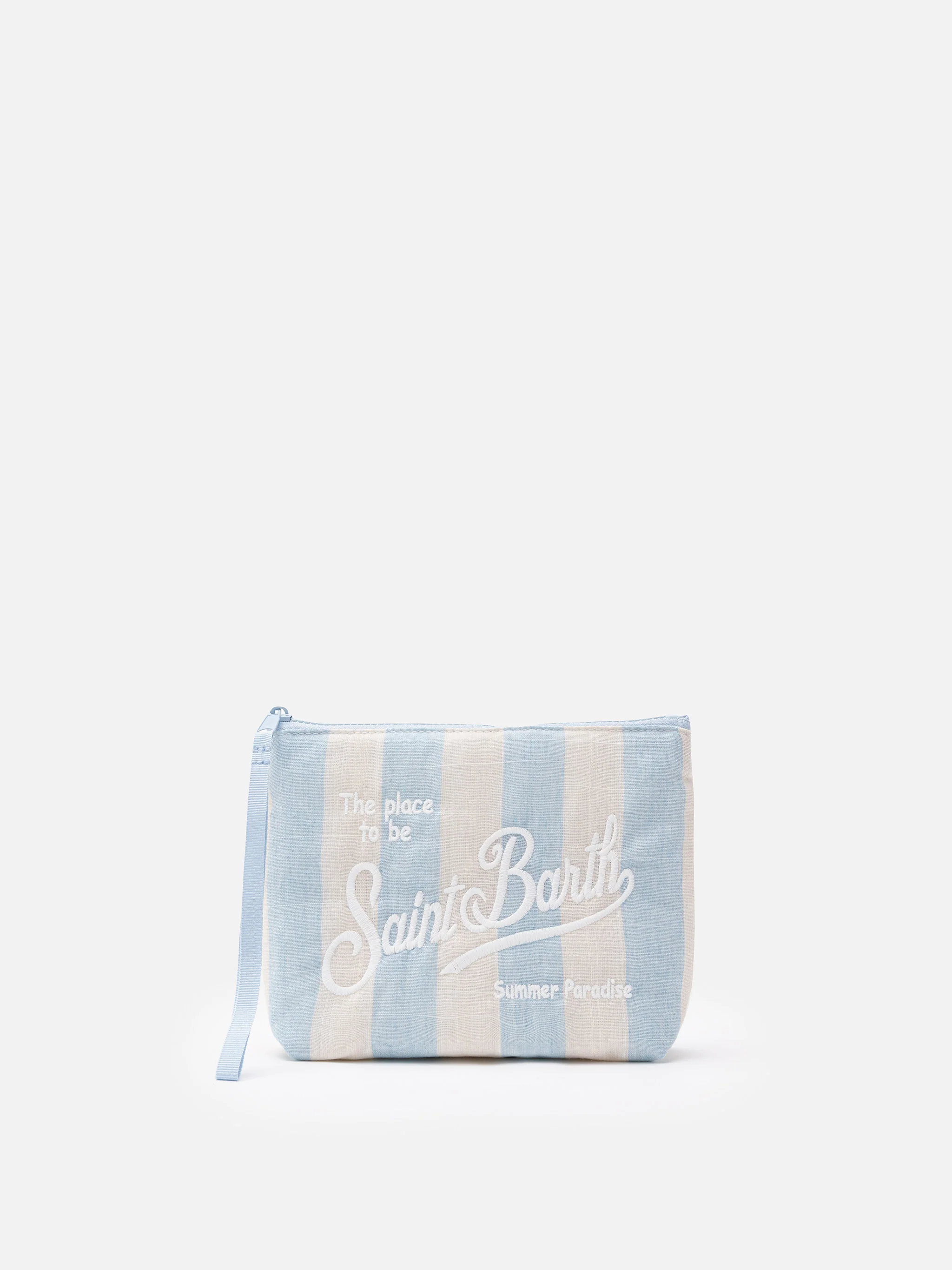 Aline clutch van zacht katoenlinnen met streepjesprint
