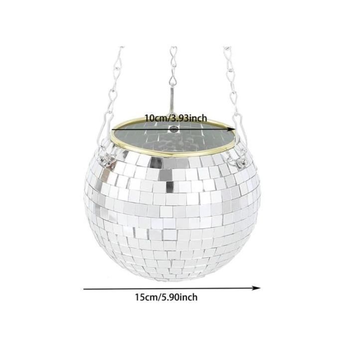 Maceta con forma de bola de discoteca de 15 cm, maceta colgante con forma de bola de discoteca y cadena.