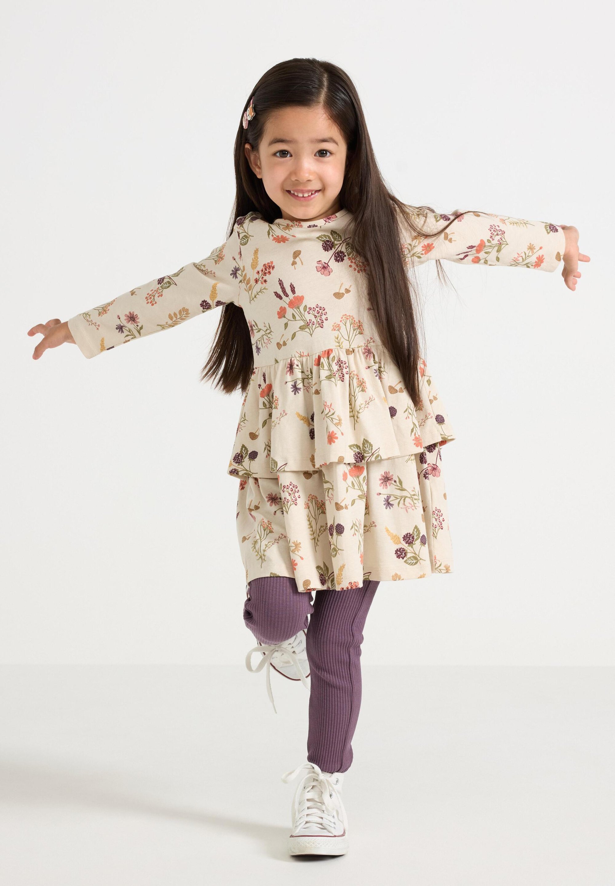 Lindex PEPLUM - Jersey jurk - lichtbeige