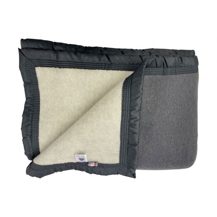 ALPES BLANC - Couverture 100% Pure Laine 220x240 cm Gris et Écru – Chaude et Douce - Idéale pour l'Hiver, Fabrication Française