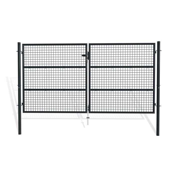 Puerta batiente de malla - Casanoov - OLGA - 3 m de altura (156 cm) - Gris - Acero
