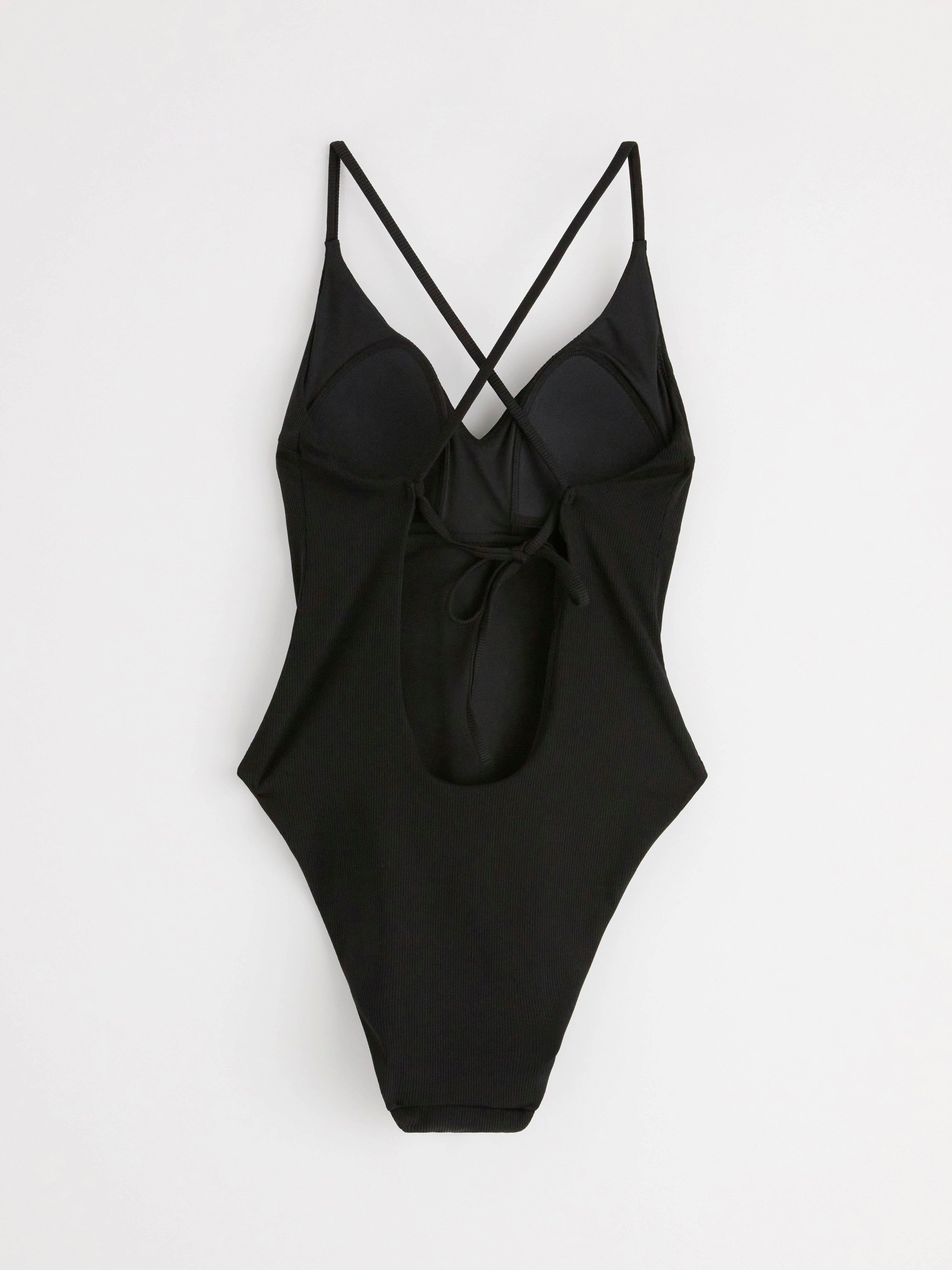 Traje de baño acanalado negro