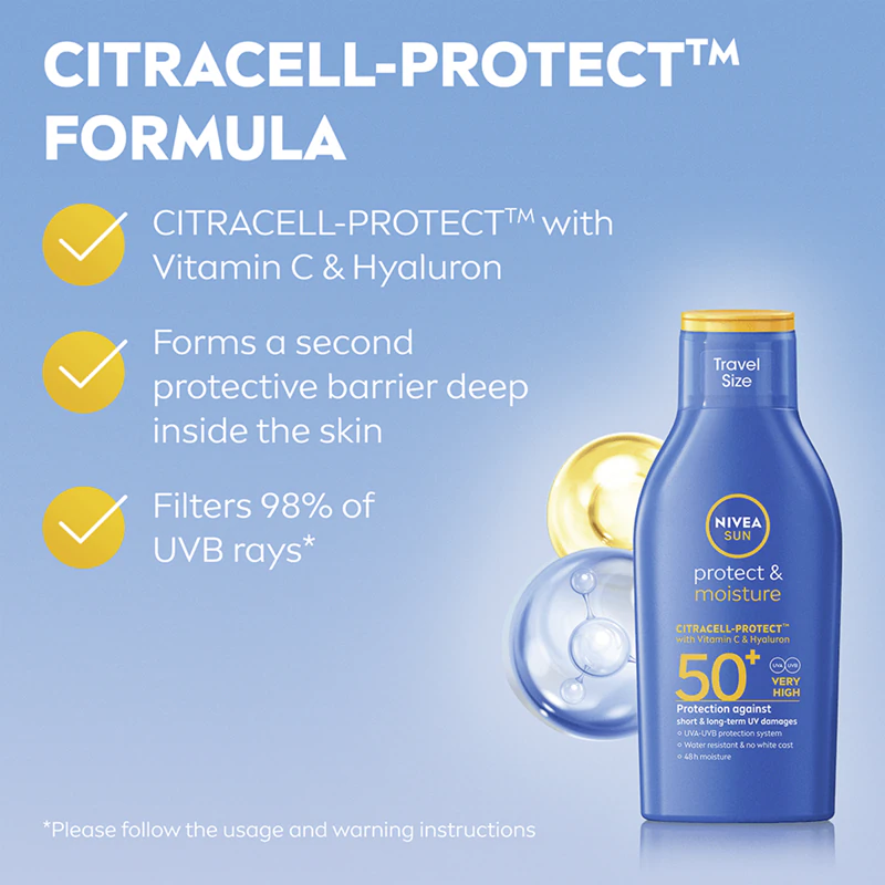 Loção hidratante com protetor solar NIVEA SUN Protect & Moisture FPS 50+
