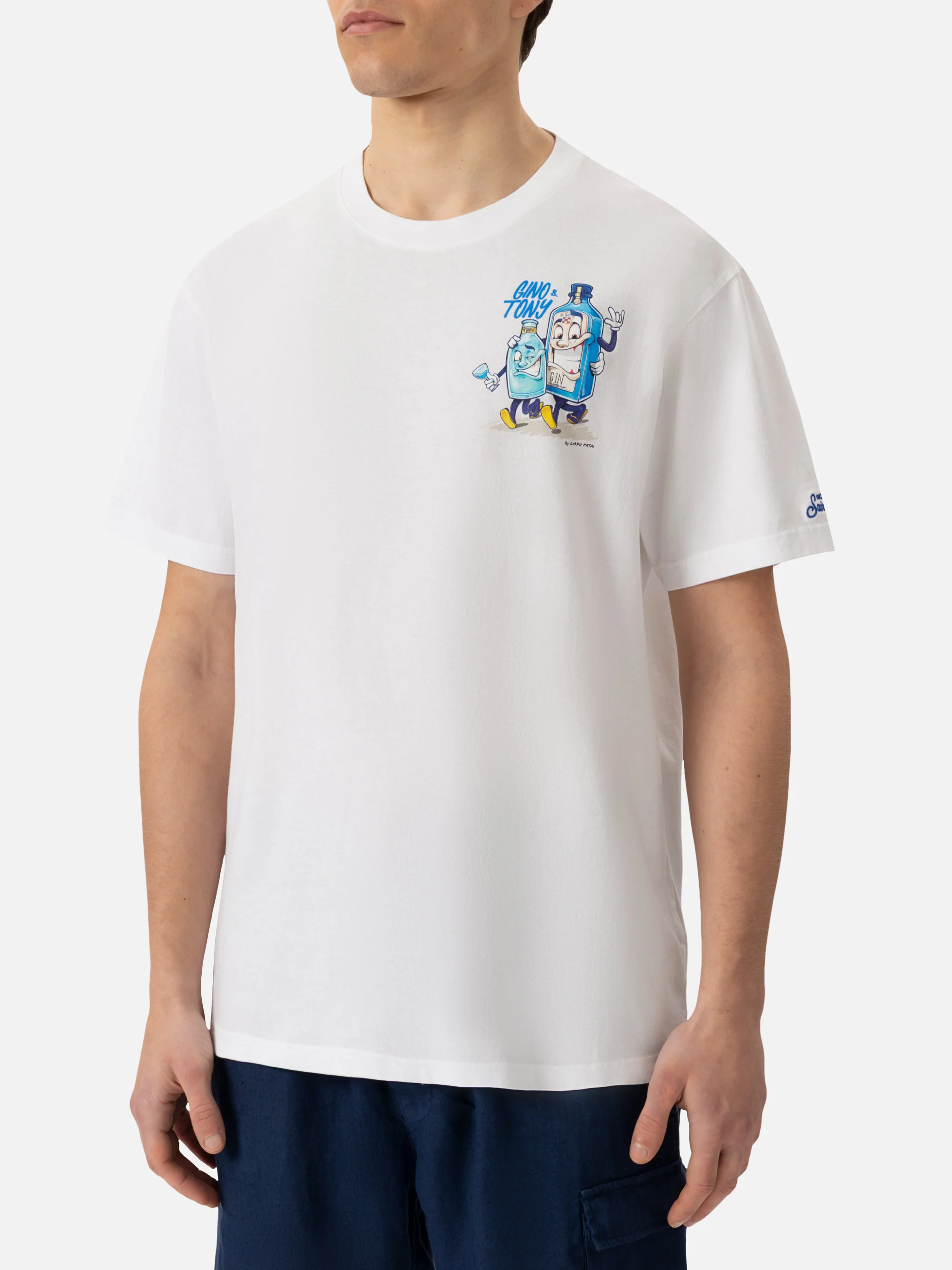 Heren katoenen T-shirt met Gino & Tony Cryptopuppets-print | CRYPTOPUP