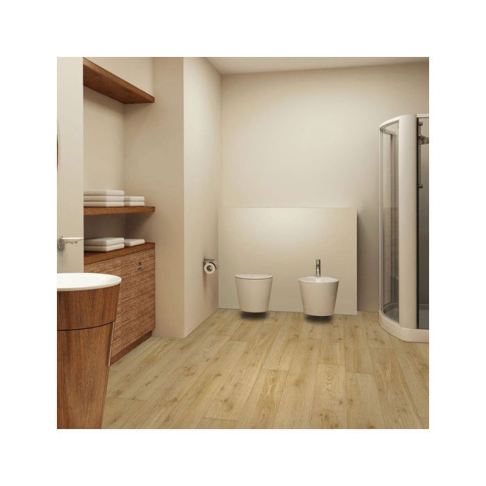 Suelo vinílico de alto brillo con efecto madera natural - rollo de 2 m x 4 m