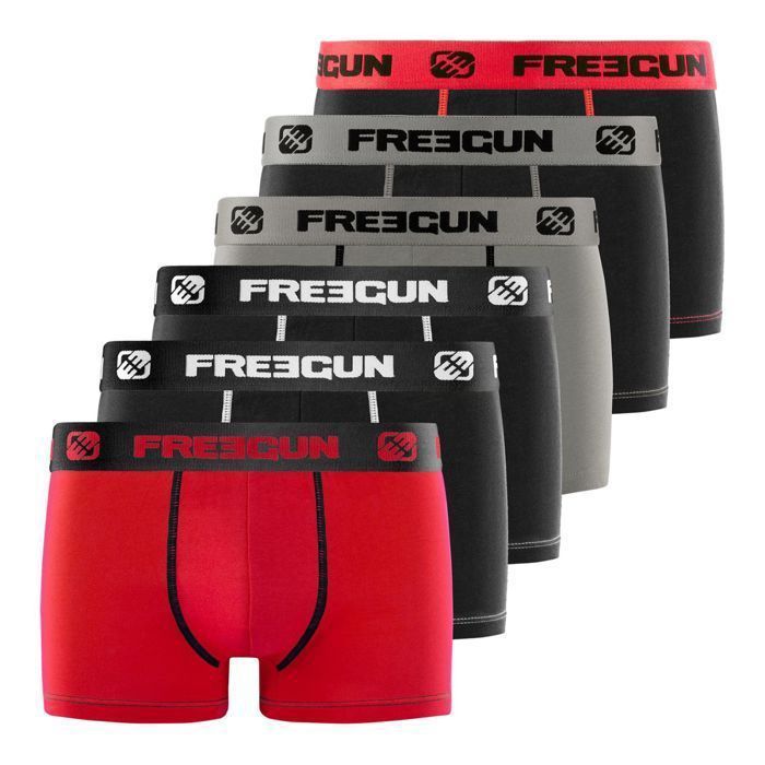 Calzoncillos bóxer Freegun para hombre - Negros (Paquete de 6)