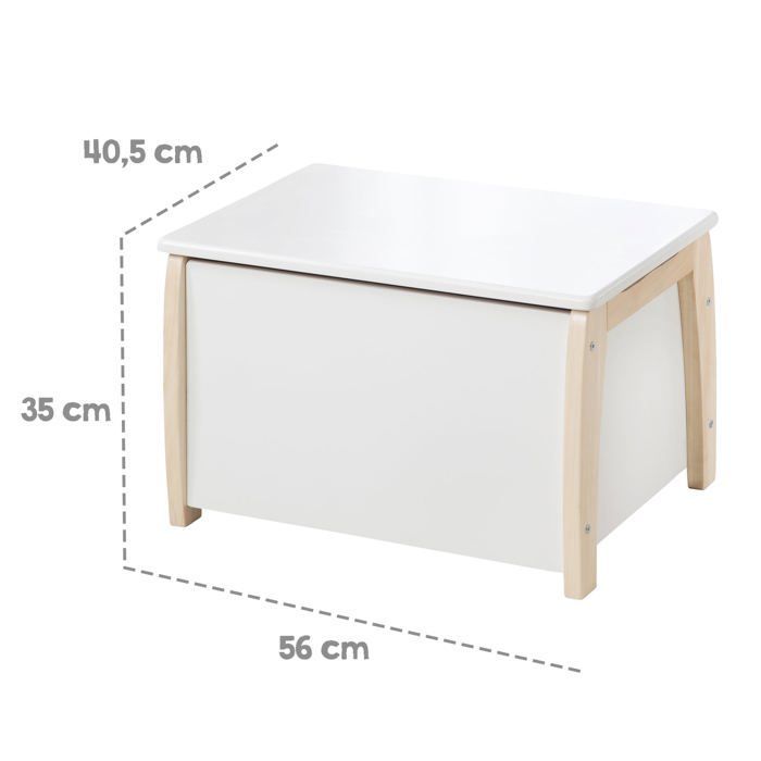 ROBA Wooden Toy Storage Bench for Children - Soft Close - White / Wood Look