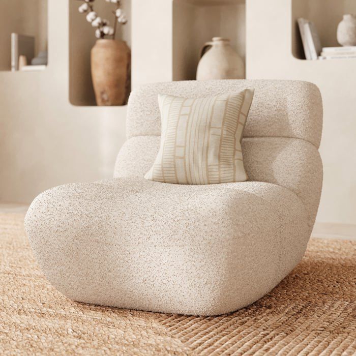 Poltrona in tessuto bouclé bianco - Teddy - Rendez-Vous Déco