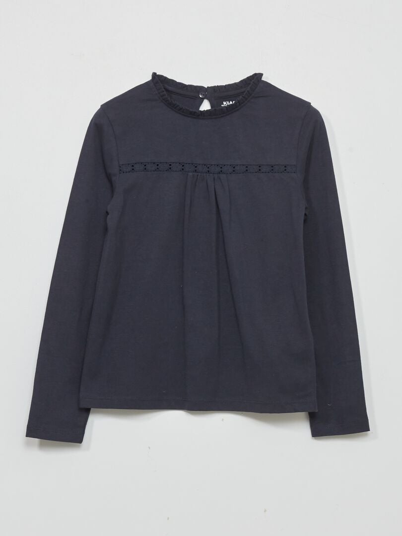 Camiseta con mangas de encaje - azul