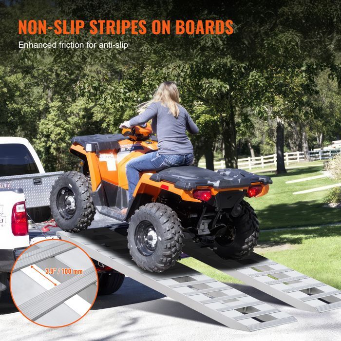 Rampas de aluminio - VEVOR - 1830 x 380 x 63 mm - Capacidad de carga 2721,6 kg - para motocicletas/remolques/ATV/UTV
