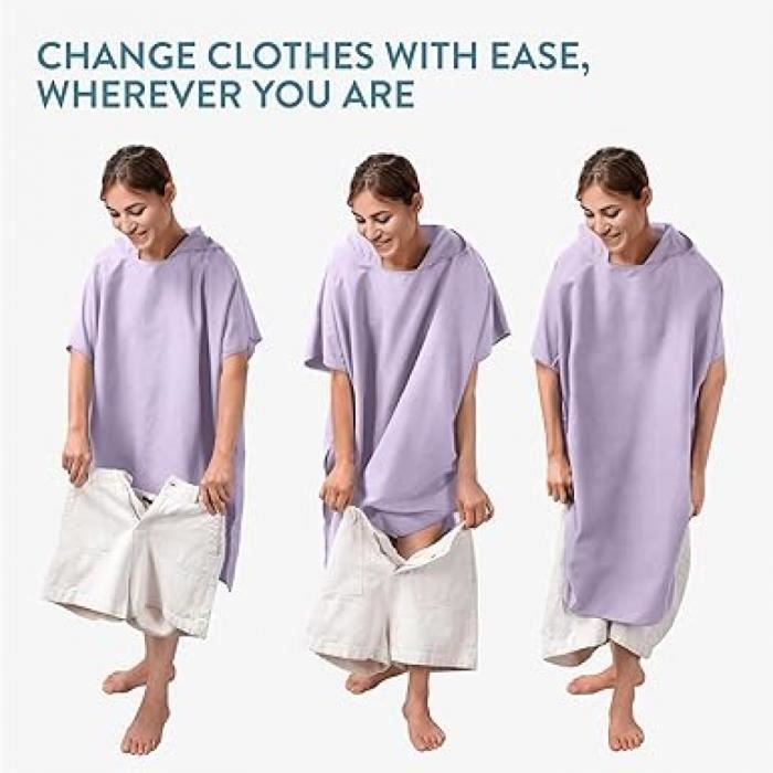 Poncho de baño - Bata de baño con capucha de manga corta para hombres y mujeres en microfibra para adultos - Deportes acuáticos después de la ducha