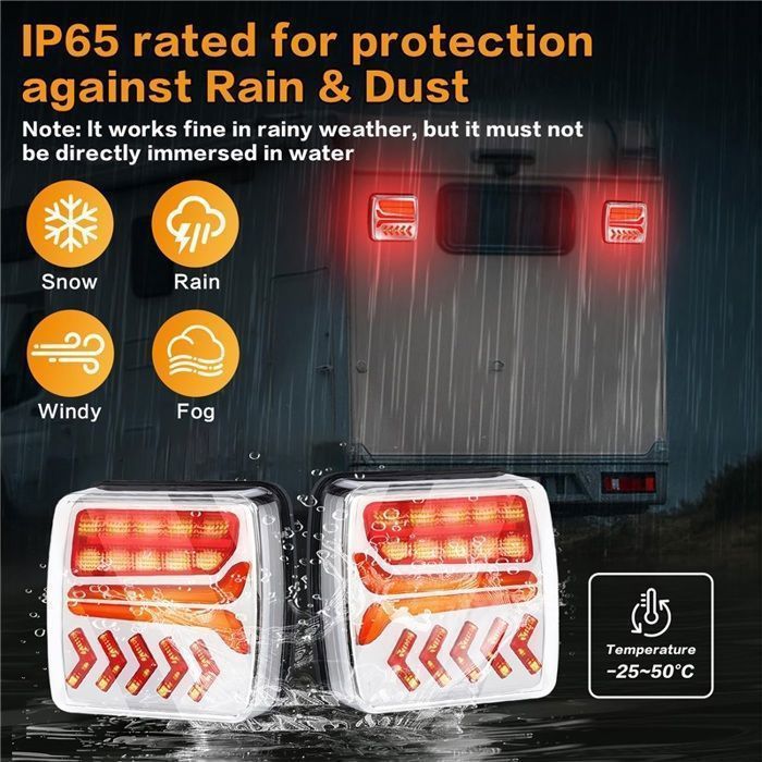 Luces traseras magnéticas inalámbricas para remolque, kit de luces LED recargables e impermeables IP65, luces de freno e intermitentes para camión.