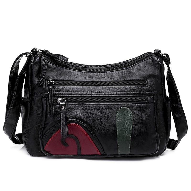 Sac à main Hobo en cuir PU souple lavé pour femme, avec pompons et fermeture éclair, grande capacité, bandoulière.