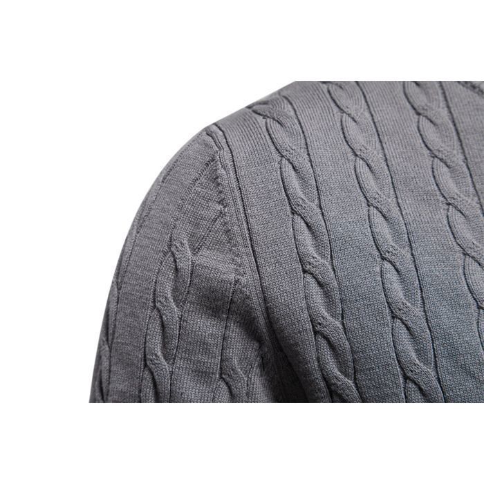 Jersey de hombre - LEOCLOTHO - Punto trenzado de algodón - Cálido y cómodo - Cuello redondo - Otoño/Invierno - Blanco