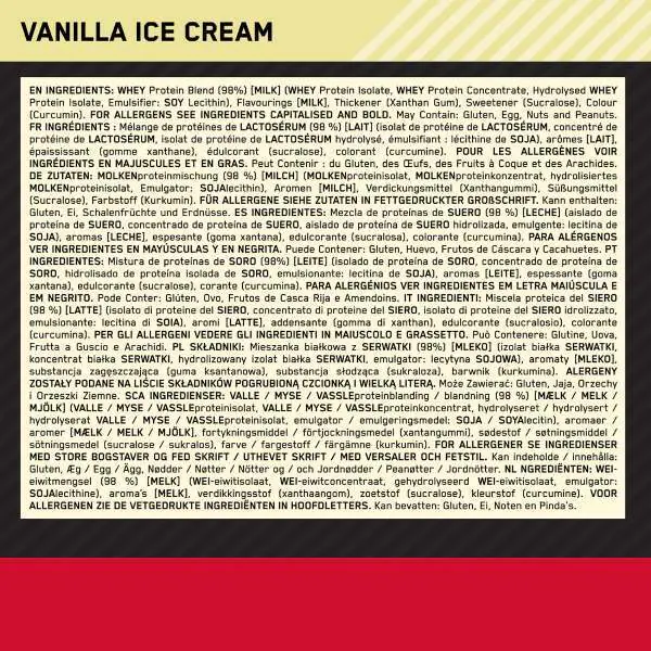 Optimum Nutrition vaníliafagylalt tejsavófehérje por 900g
