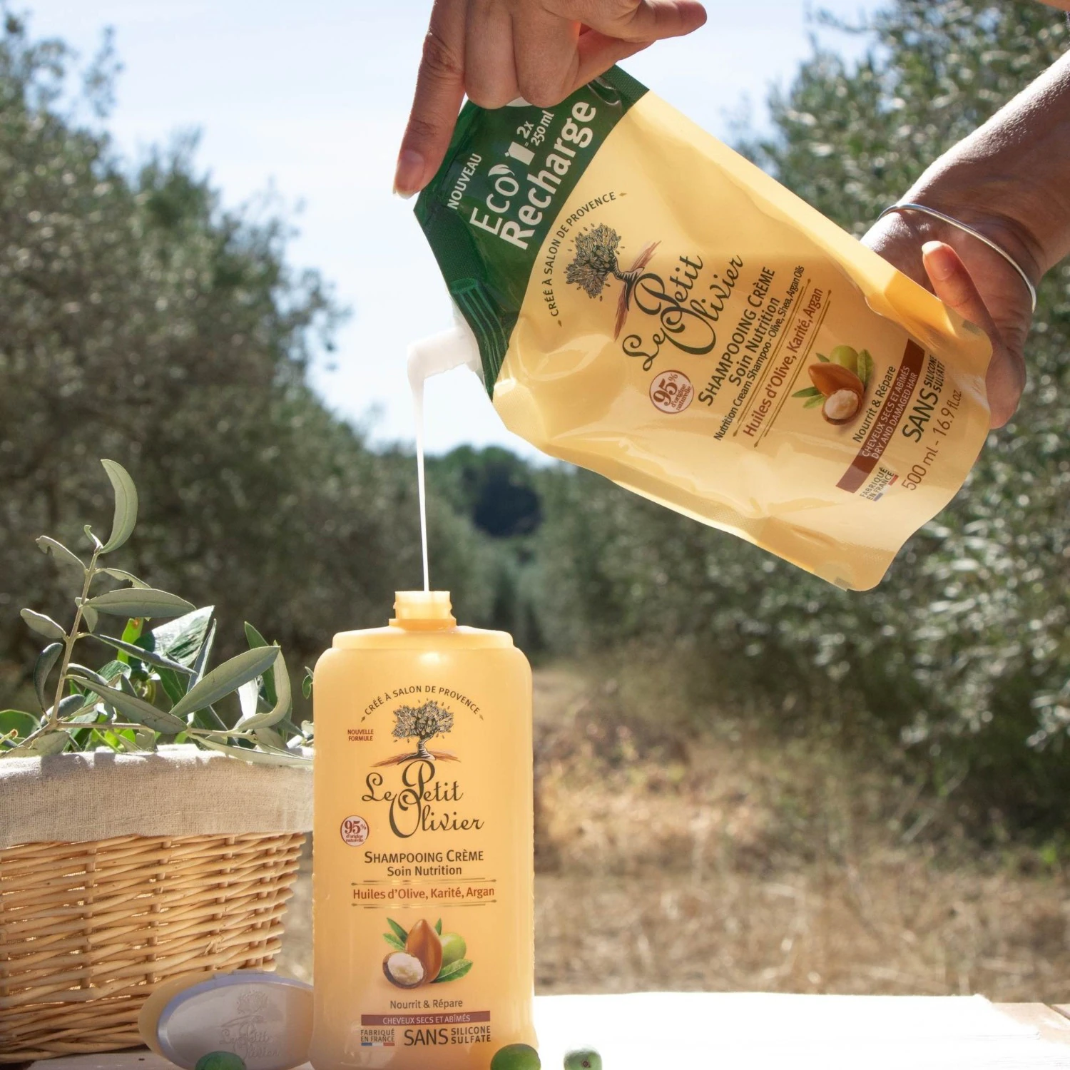 Le Petit Olivier Eco-Recharge Shampooing Crème Soin Nutrition Huiles d'Olive, Karité, Argan