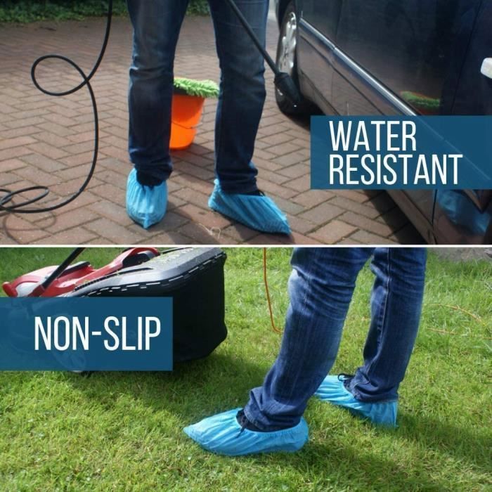 Ezlife Couvre-chaussures Jetables Imperméable 100 Pcs Surchaussures Jetables Antidérapante en Plastique CPE Protege Chaussures