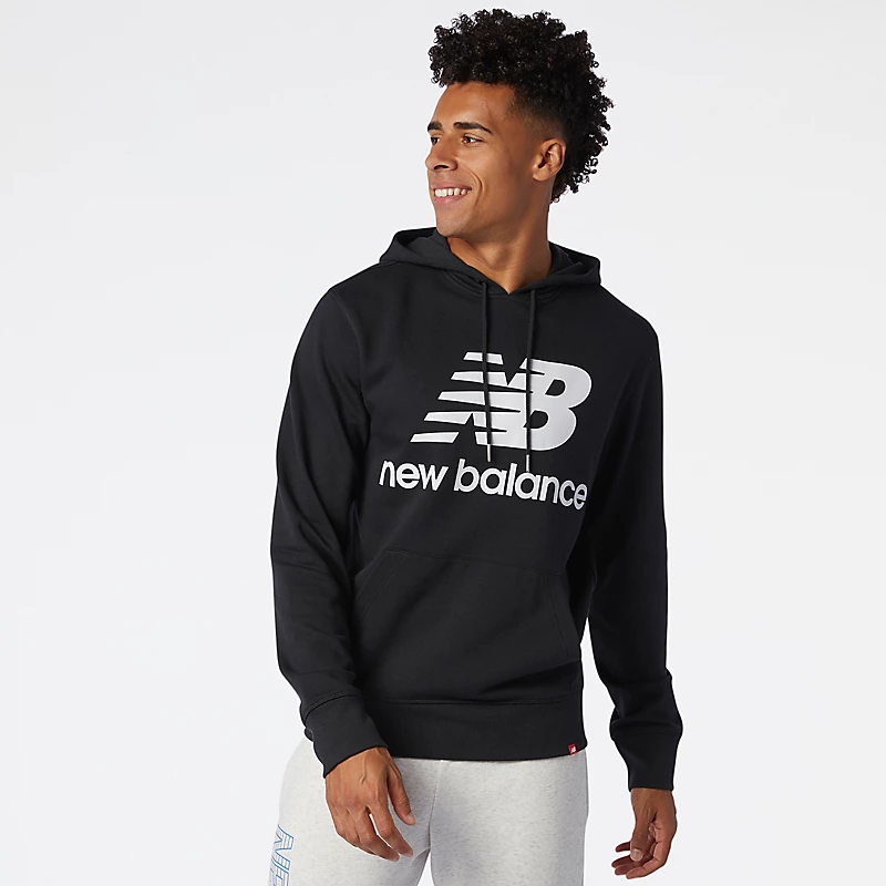 NB Essentials hoodie met gestapeld logo voor heren – zwart