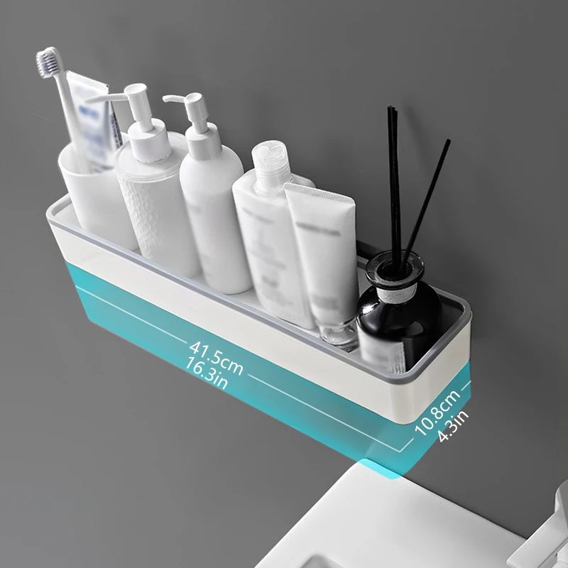 Étagère de rangement murale multifonctionnelle pour salle de bain ou toilettes, sans perçage, à suspendre au-dessus des toilettes.