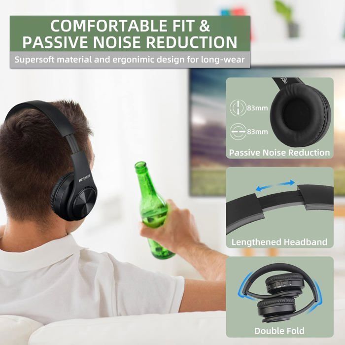 Retekess TA005-TA007 Wireless Headphones for Watching TV, with Transmitter, Supports Optical, Coaxial, AUX, and RCA Inputs