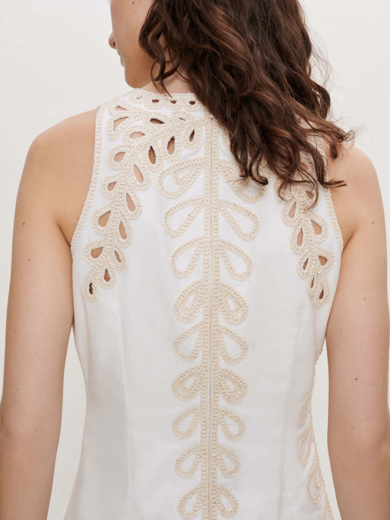 Rochie brodată - Alb-gălbui