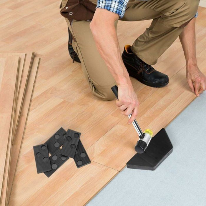 Kit de instalación de suelos laminados - MICH - Cuña de golpeo - Herramienta de encaje - Mazo de doble cabeza - 20 espaciadores