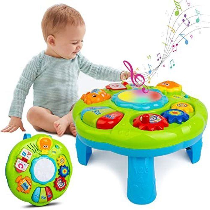 Mesa de actividades para bebés, juguetes para bebés de 1 año, con luces y música, juguete musical para bebés de 6 a 18 meses.