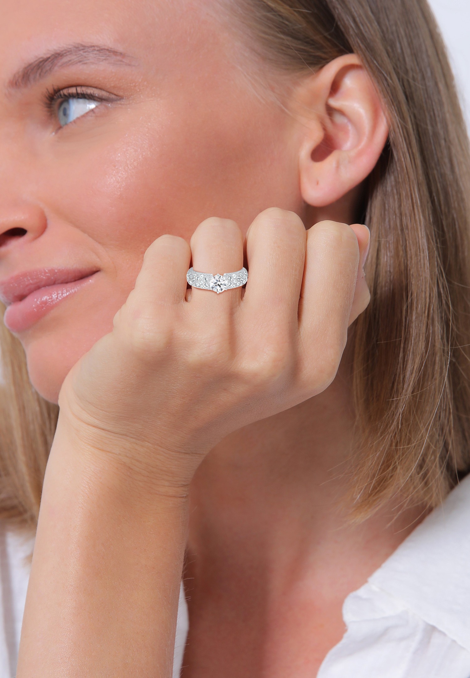 Elli PREMIUM Bague de fiançailles avec cristaux en argent sterling 925