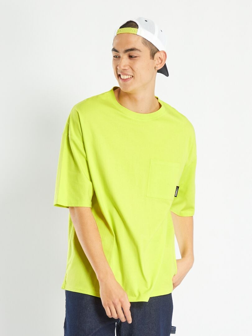 Camiseta oversized de malha - AMARELA