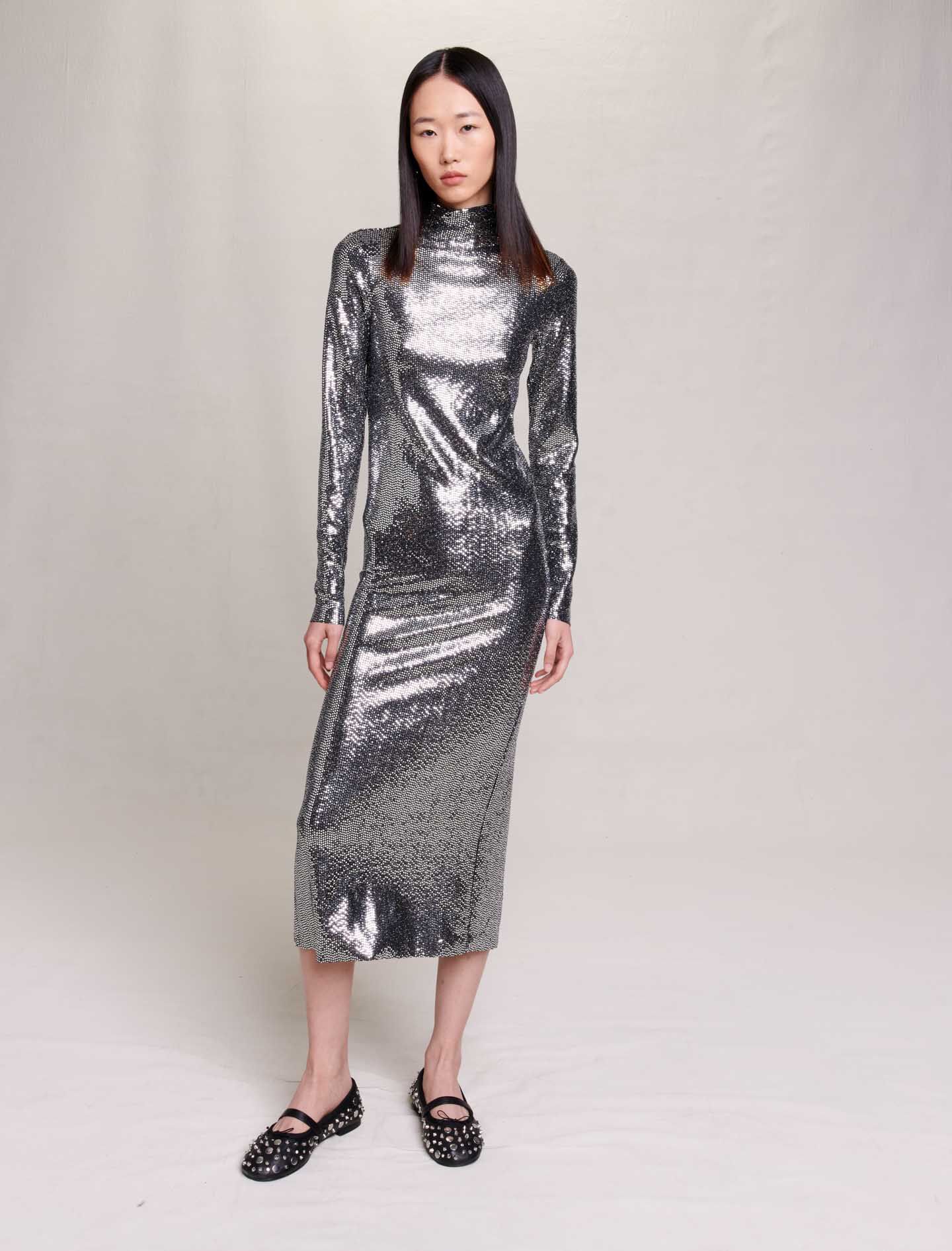 Rochie lungă strălucitoare - Argintie