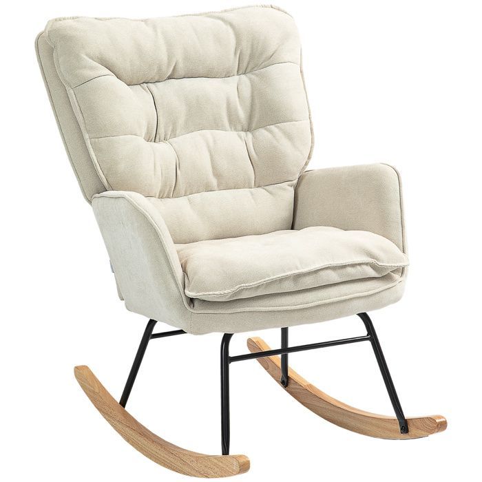 Plaque épaissieFauteuil à bascule Fauteuil à accoudoirs, fauteuil d'allaitement avec aspect chenille, fauteuil à bascule jusqu'à 1