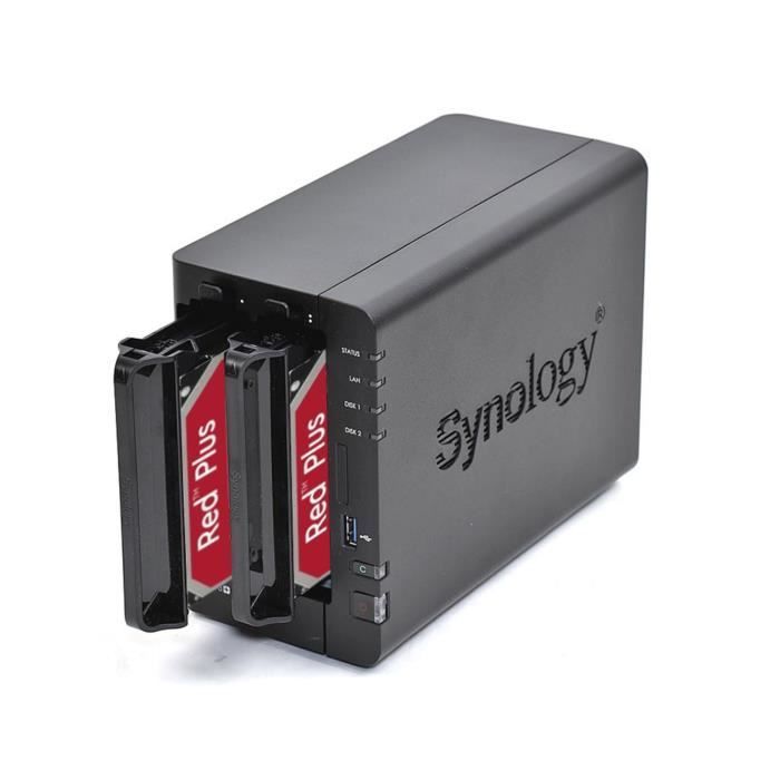 Serveur NAS SYNOLOGY DS223 - 24To - 2 disques durs WD 12TB RED PLUS - Stockage centralisé et sécurisé