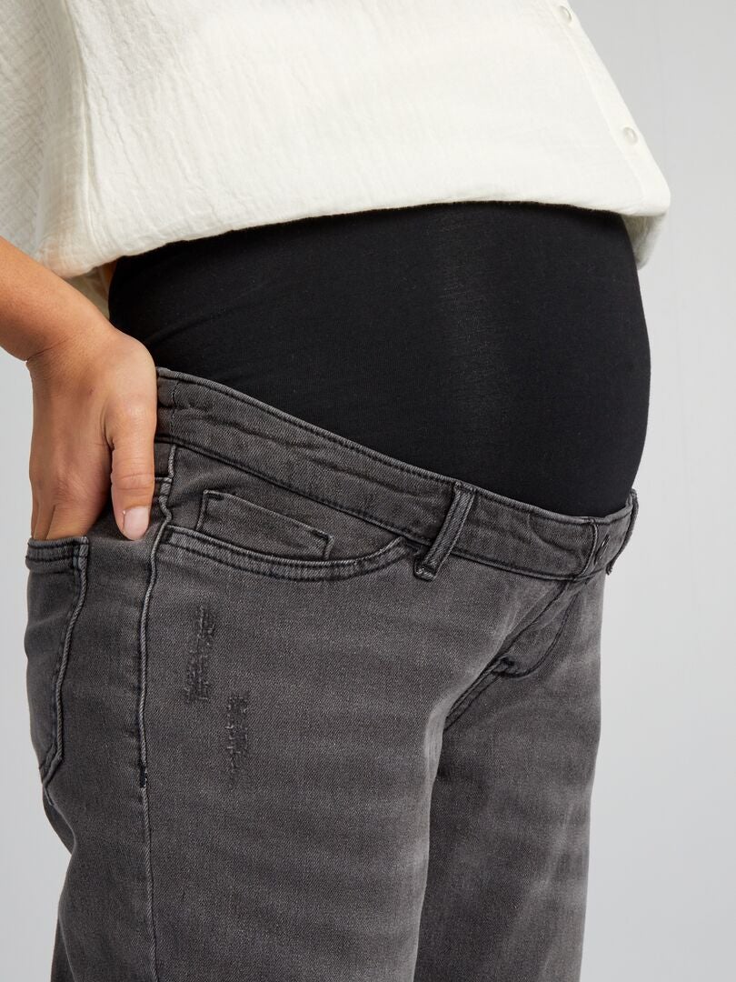 Zwangerschapsjeans met slijtage-effect - GRIJS